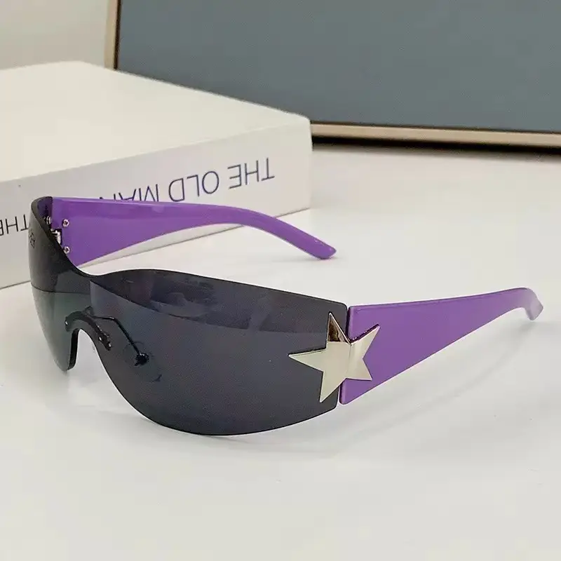 European Starframe Frameless Aviator Sunglasses Black - Image 3