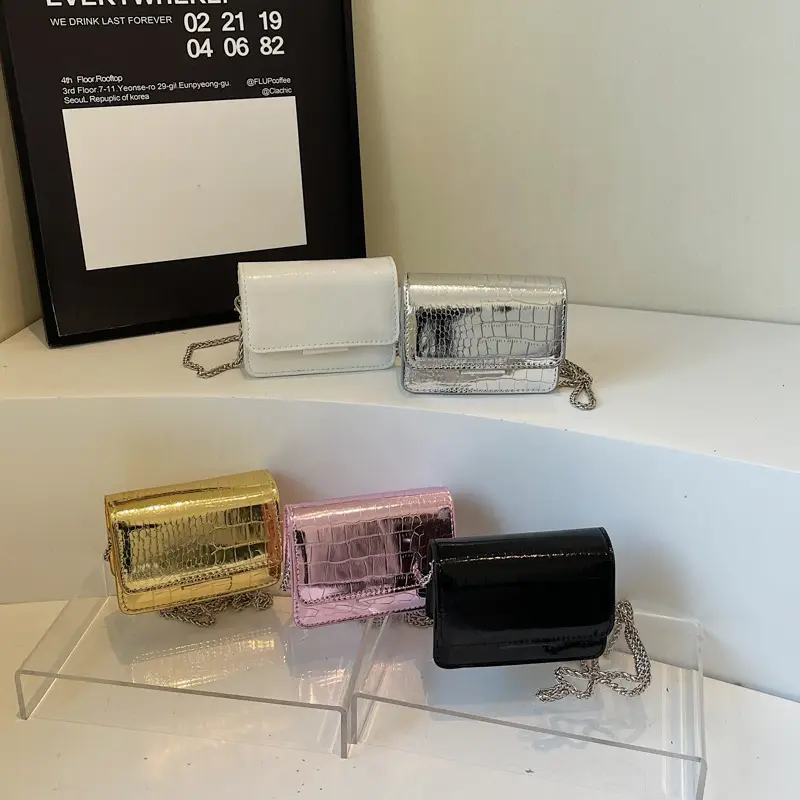 High-End Clear Croc Pattern Chain Crossbody Bag for Women