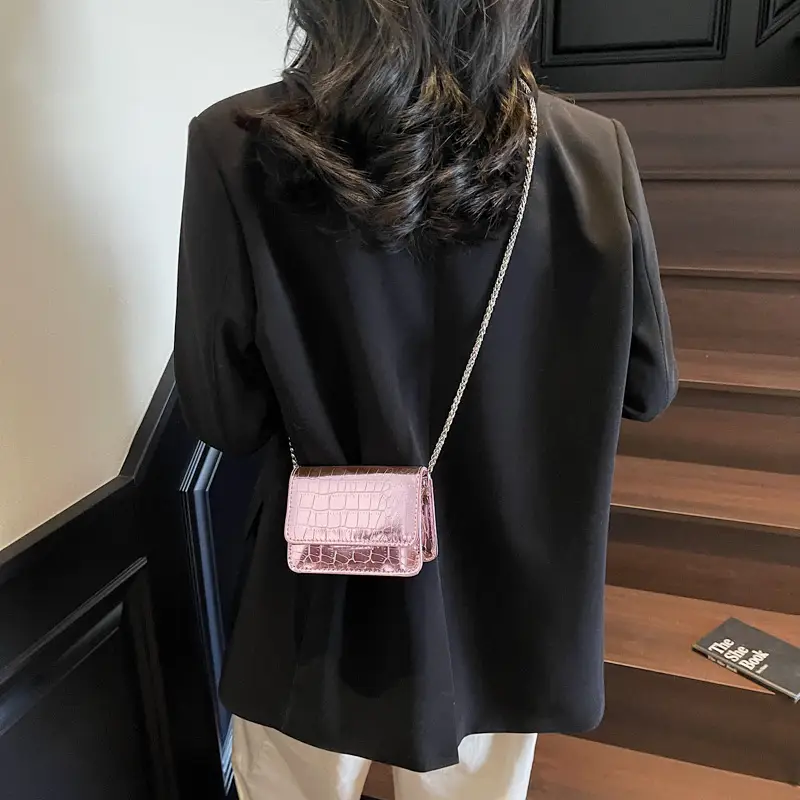 High-End Clear Croc Pattern Chain Crossbody Bag for Women
