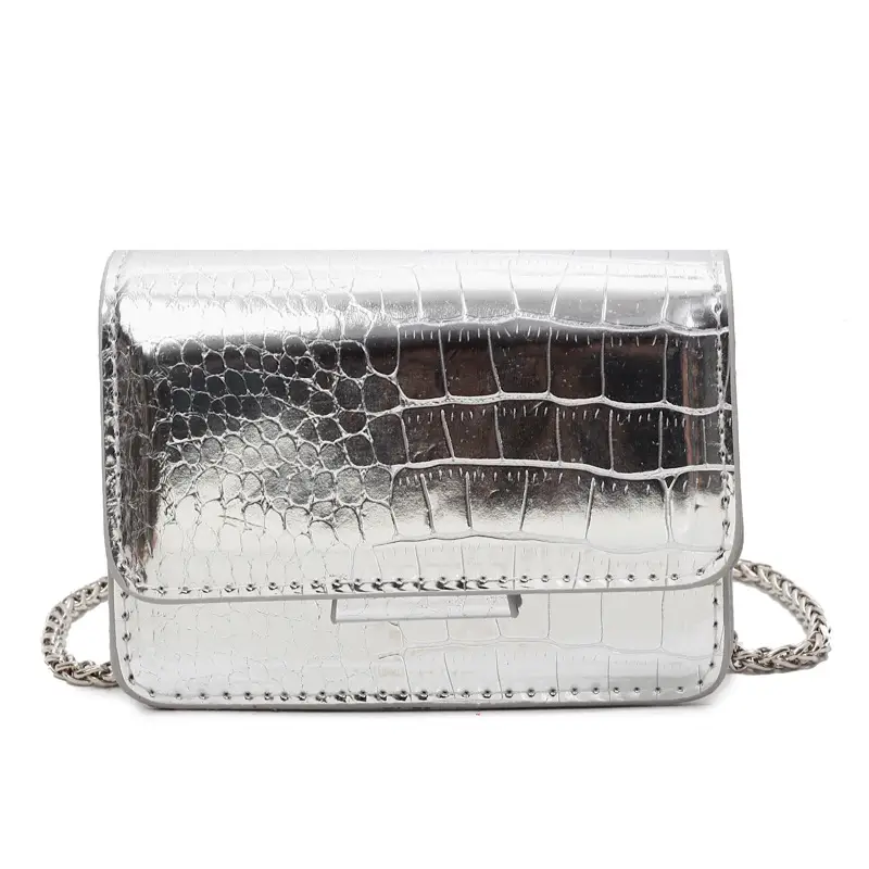 High-End Clear Croc Pattern Chain Crossbody Bag for Women
