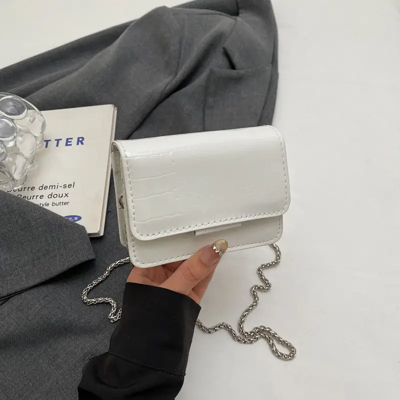 High-End Clear Croc Pattern Chain Crossbody Bag for Women