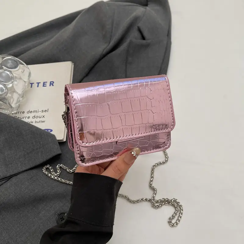 High-End Clear Croc Pattern Chain Crossbody Bag for Women