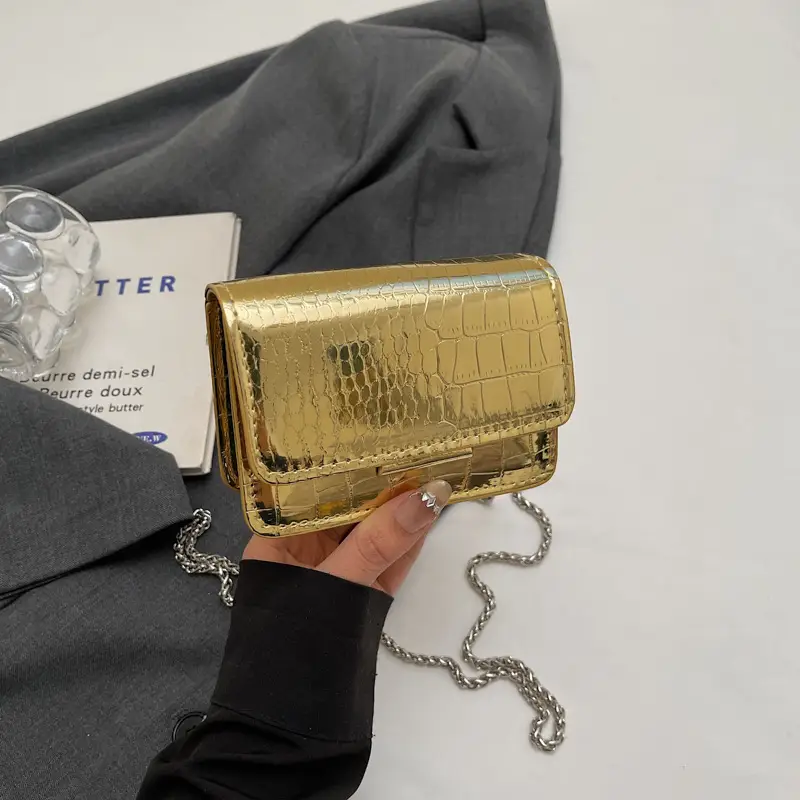 High-End Clear Croc Pattern Chain Crossbody Bag for Women