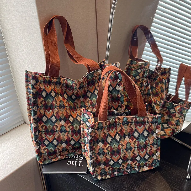 Women's Patterned Canvas Tote Bag Large Capacity Shoulder Crossbody - Image 9