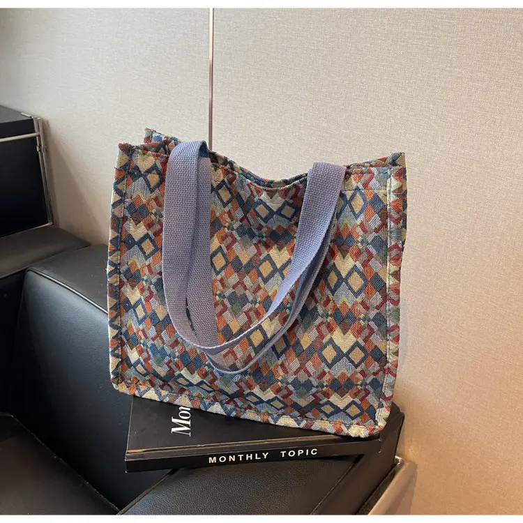 Women's Patterned Canvas Tote Bag Large Capacity Shoulder Crossbody — feature 10