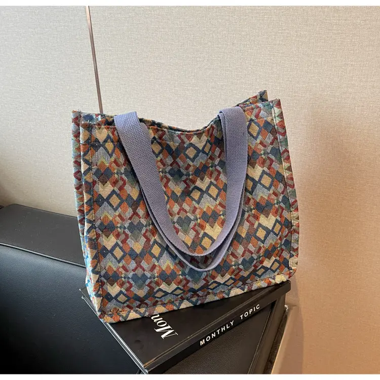 Women's Patterned Canvas Tote Bag Large Capacity Shoulder Crossbody — feature 11