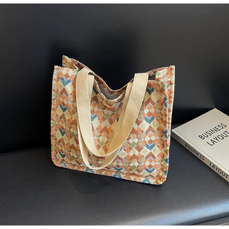 Women's Patterned Canvas Tote Bag Large Capacity Shoulder Crossbody — feature 12