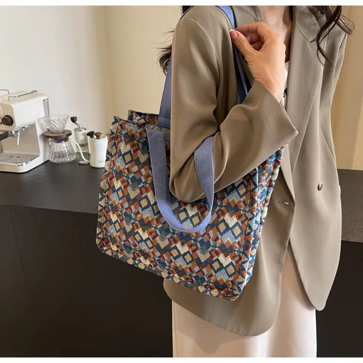 Women's Patterned Canvas Tote Bag Large Capacity Shoulder Crossbody — feature 13