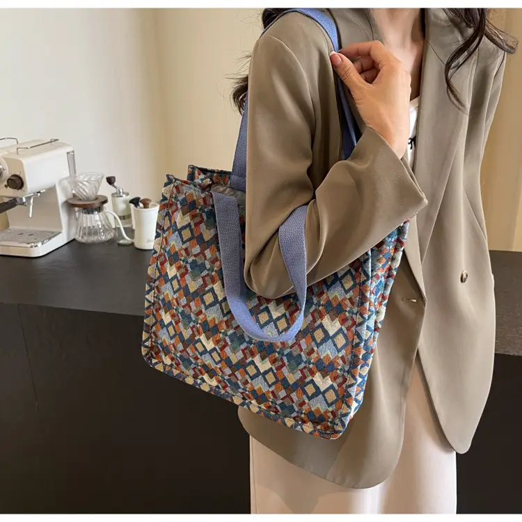 Women's Patterned Canvas Tote Bag Large Capacity Shoulder Crossbody — feature 14