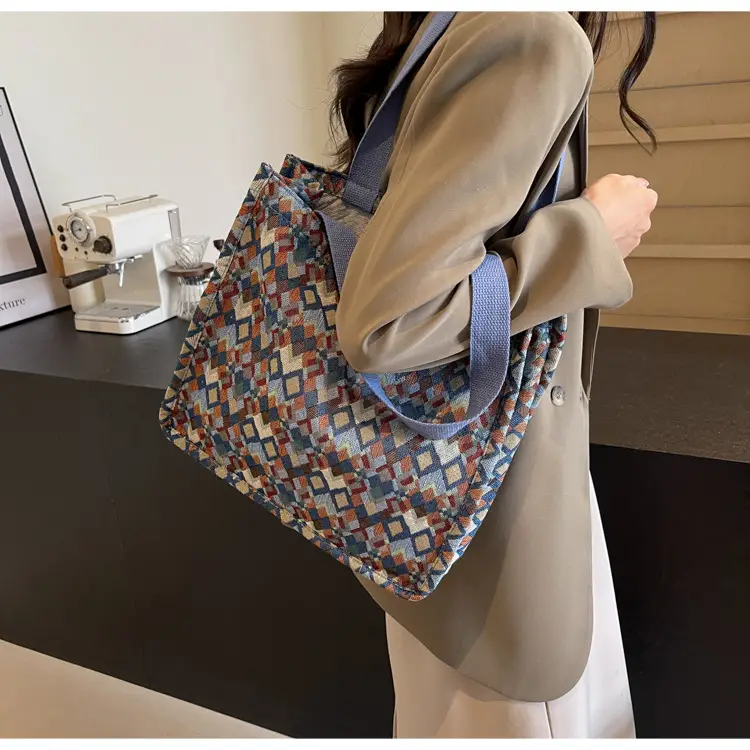 Women's Patterned Canvas Tote Bag Large Capacity Shoulder Crossbody — feature 15