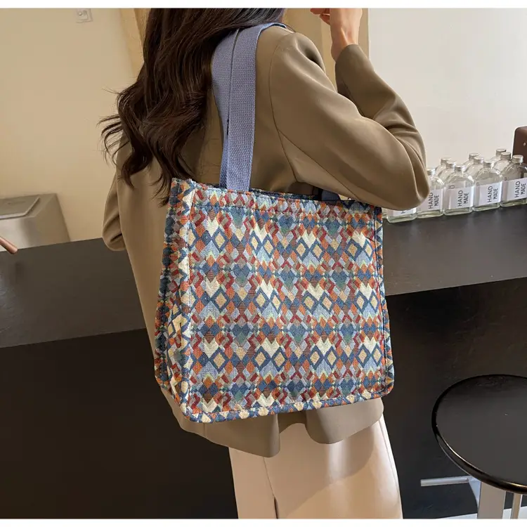 Women's Patterned Canvas Tote Bag Large Capacity Shoulder Crossbody — feature 16