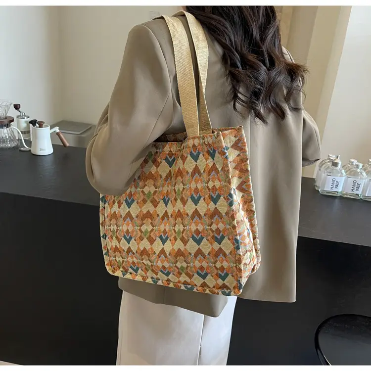 Women's Patterned Canvas Tote Bag Large Capacity Shoulder Crossbody — feature 18