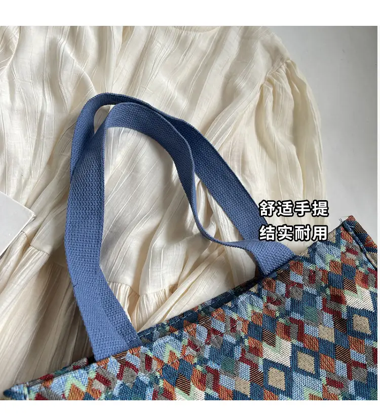 Women's Patterned Canvas Tote Bag Large Capacity Shoulder Crossbody — feature 2
