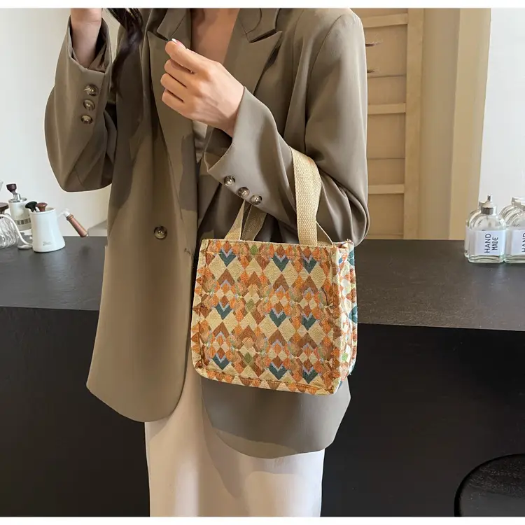 Women's Patterned Canvas Tote Bag Large Capacity Shoulder Crossbody — feature 22