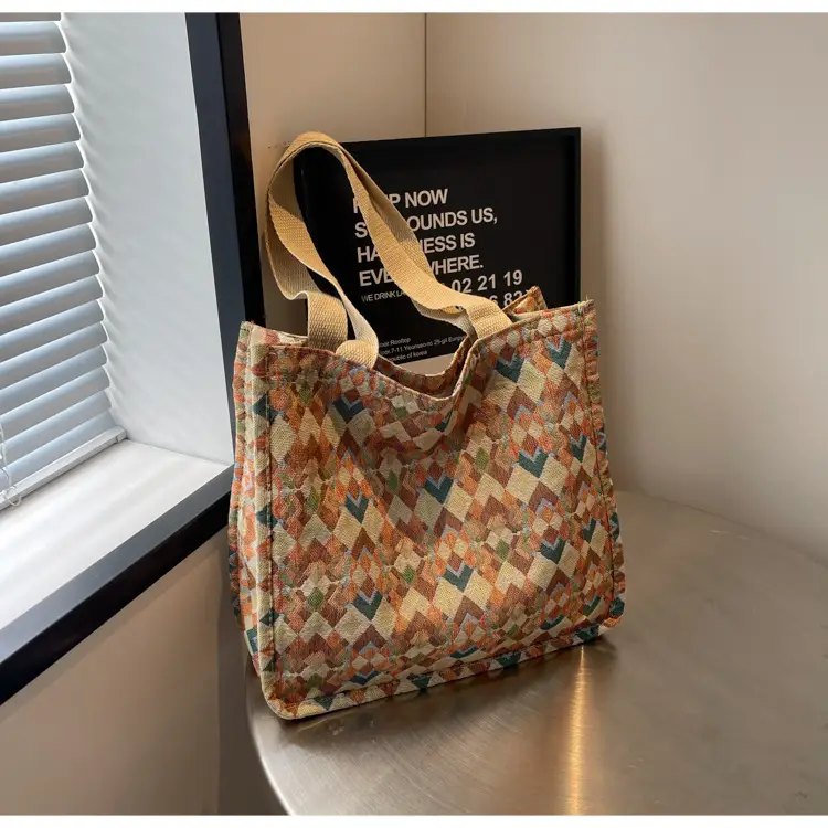 Women's Patterned Canvas Tote Bag Large Capacity Shoulder Crossbody — feature 7
