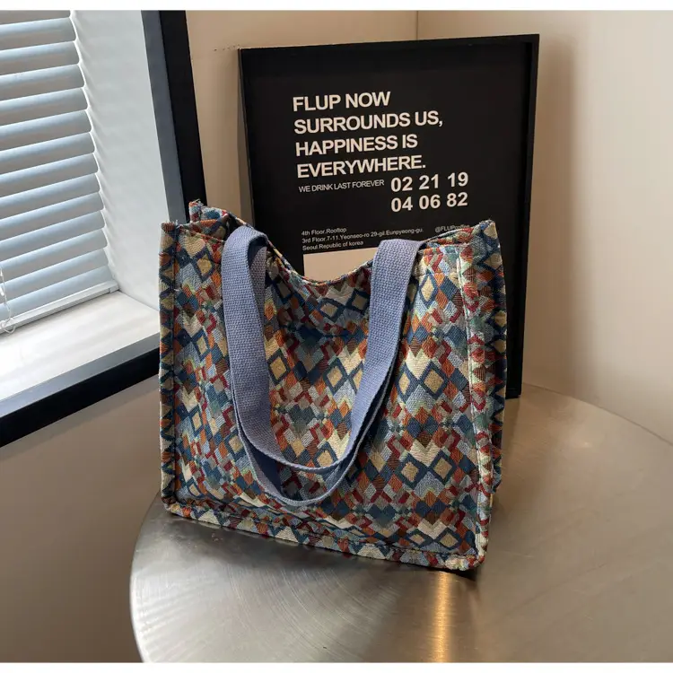 Women's Patterned Canvas Tote Bag Large Capacity Shoulder Crossbody — feature 8