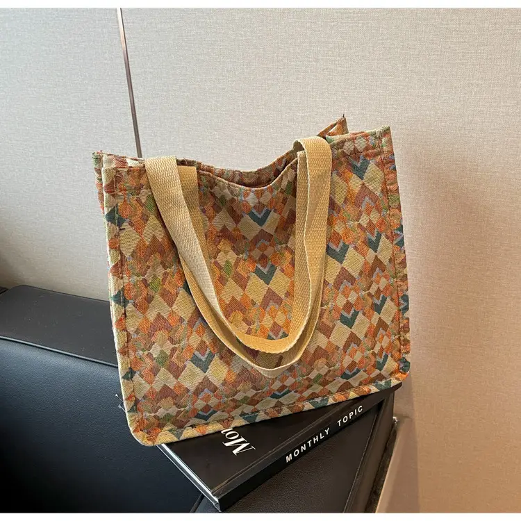 Women's Patterned Canvas Tote Bag Large Capacity Shoulder Crossbody — feature 9