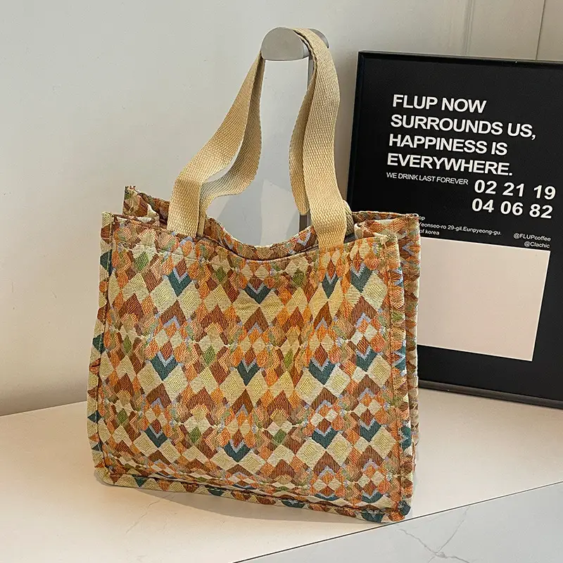 Women's Patterned Canvas Tote Bag Large Capacity Shoulder Crossbody - Image 2