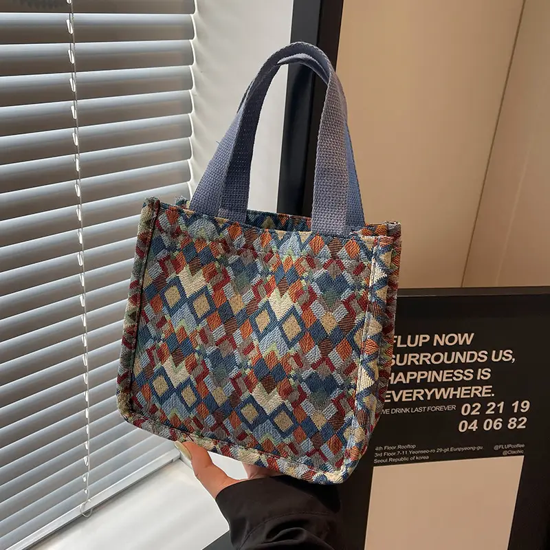 Women's Patterned Canvas Tote Bag Large Capacity Shoulder Crossbody - Image 4