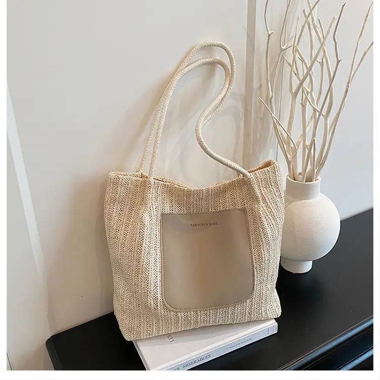 Women Woven Shoulder Bag 2025 Large Capacity Spliced Texture — feature 25