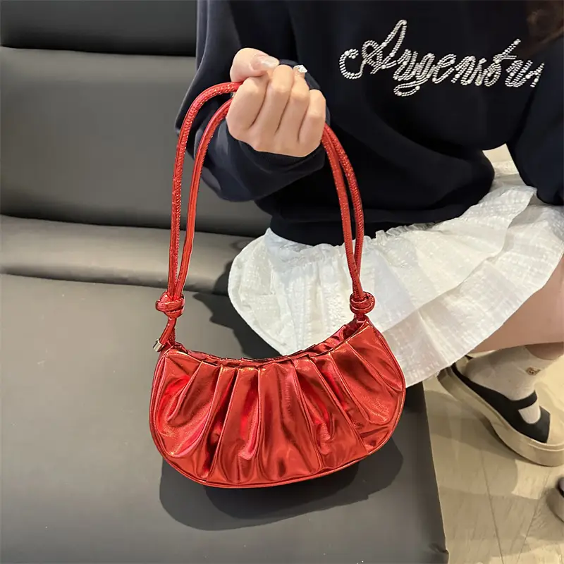 Silver Pleated Shoulder Bag for Women 2025 - Image 6