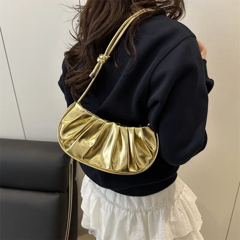 Silver Pleated Shoulder Bag for Women 2025 - Image 7