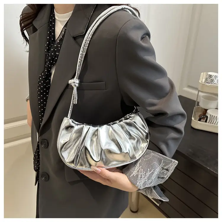 Silver Pleated Shoulder Bag for Women 2025 — feature 12