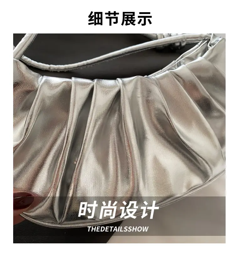 Silver Pleated Shoulder Bag for Women 2025 — feature 4