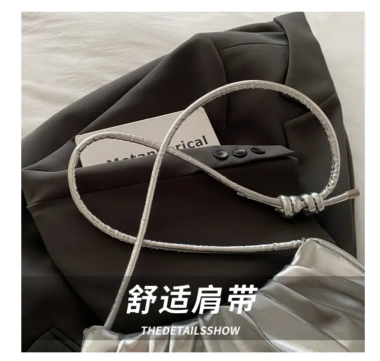 Silver Pleated Shoulder Bag for Women 2025 — feature 5