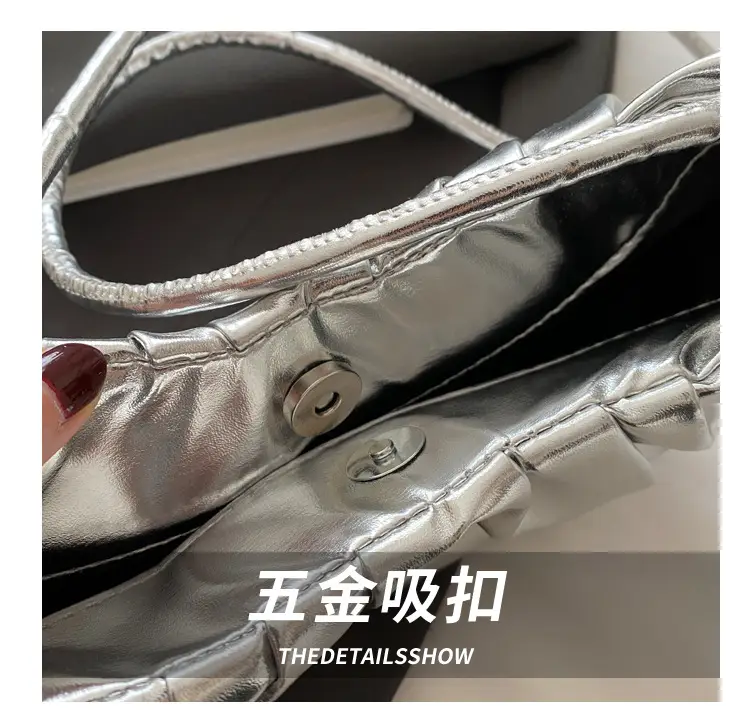 Silver Pleated Shoulder Bag for Women 2025 — feature 7
