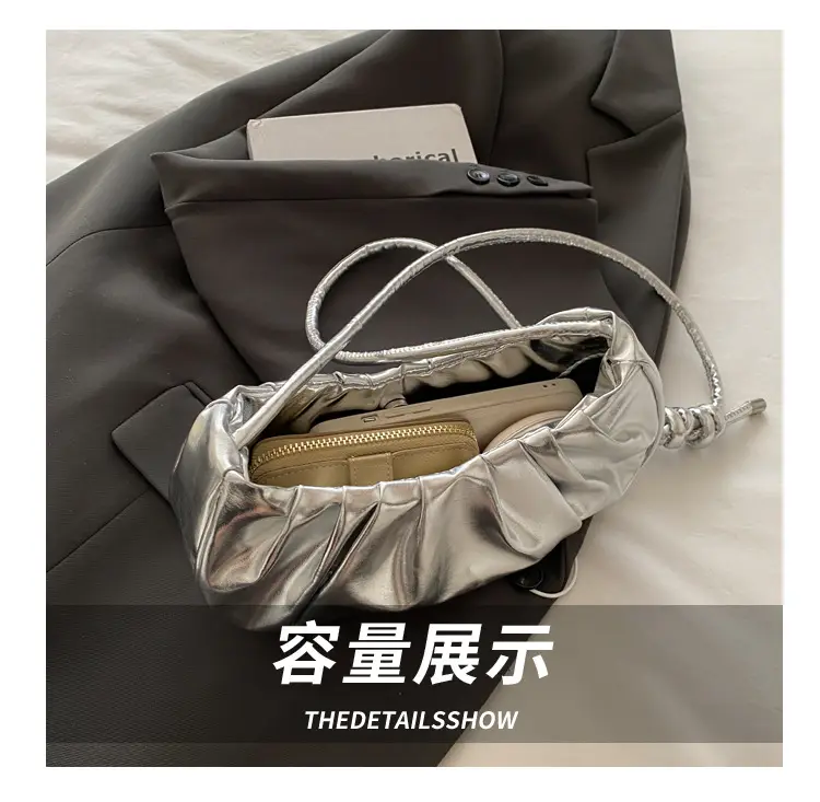 Silver Pleated Shoulder Bag for Women 2025 — feature 8