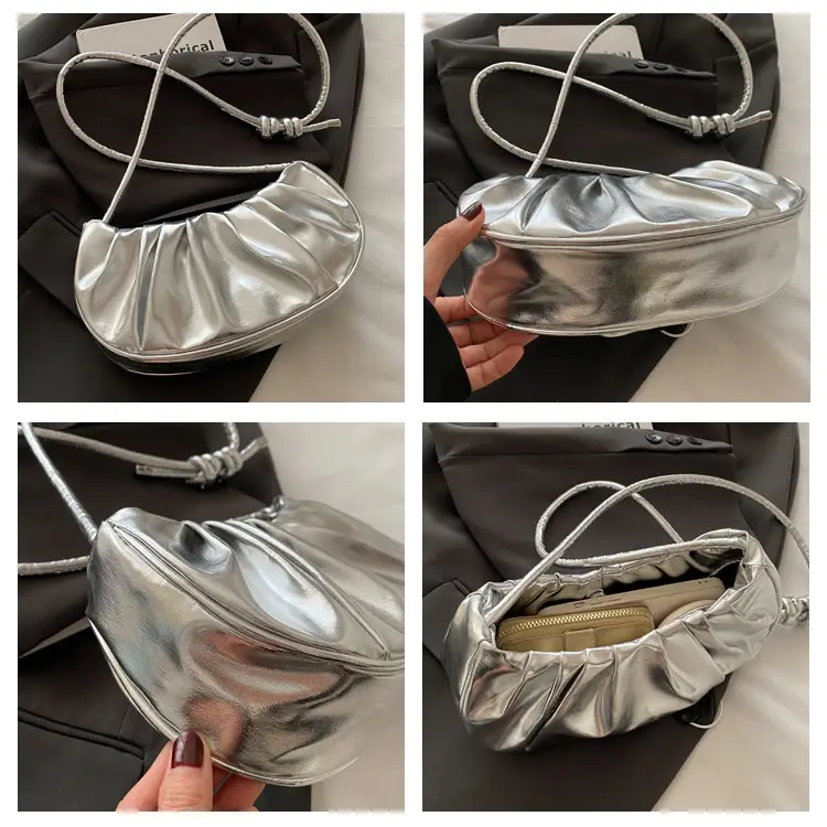 Silver Pleated Shoulder Bag for Women 2025 — feature 9