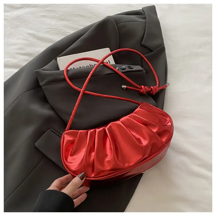 Silver Pleated Shoulder Bag for Women 2025 - Image 2