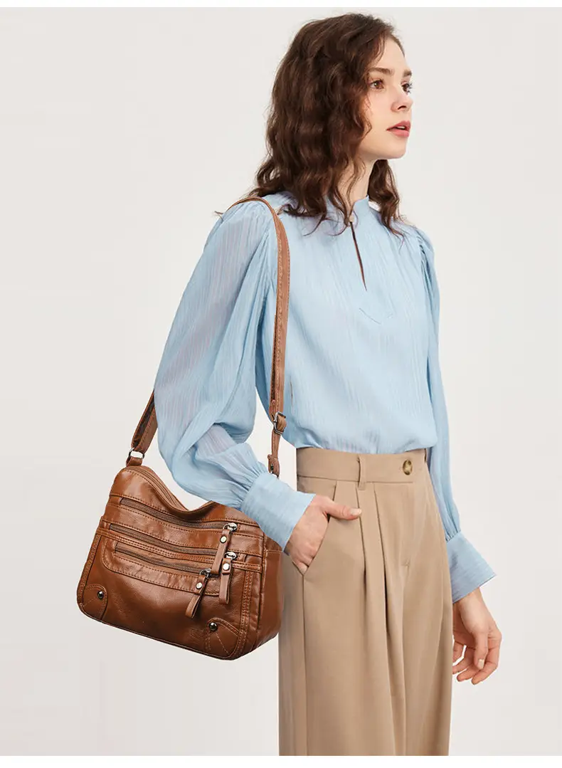Black Leather Shoulder Crossbody Bag for Women — feature 21