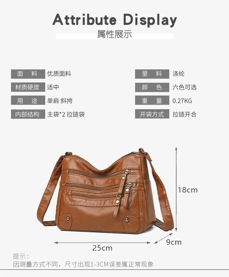 Black Leather Shoulder Crossbody Bag for Women — feature 7