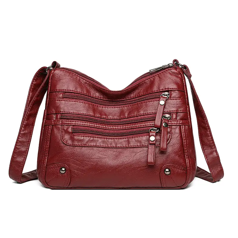 Black Leather Shoulder Crossbody Bag for Women
