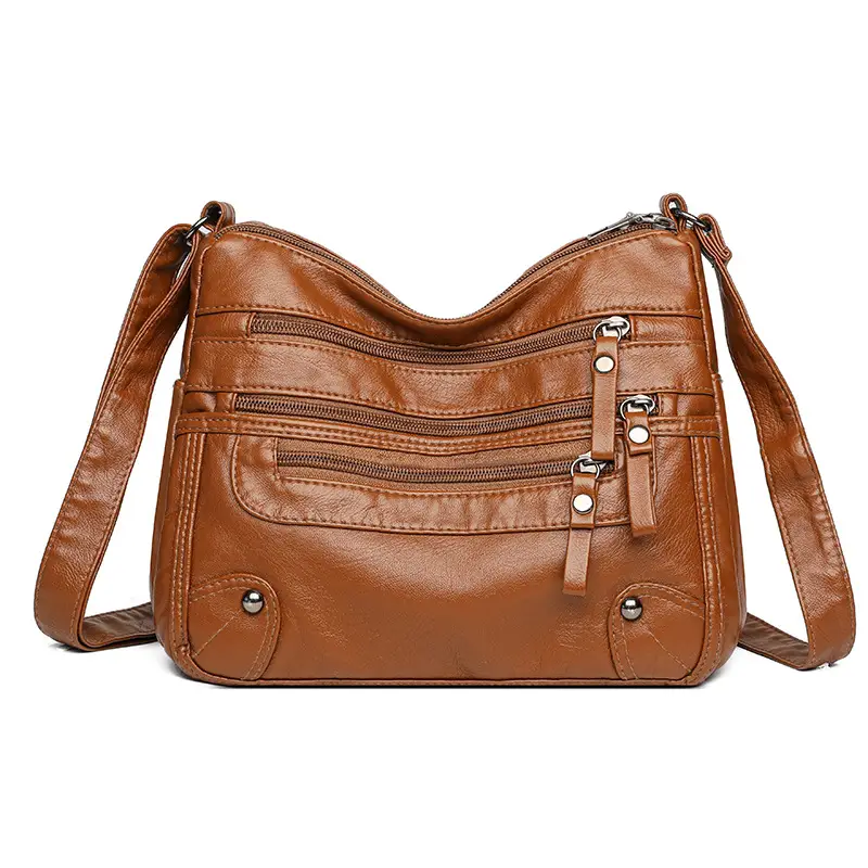 Black Leather Shoulder Crossbody Bag for Women