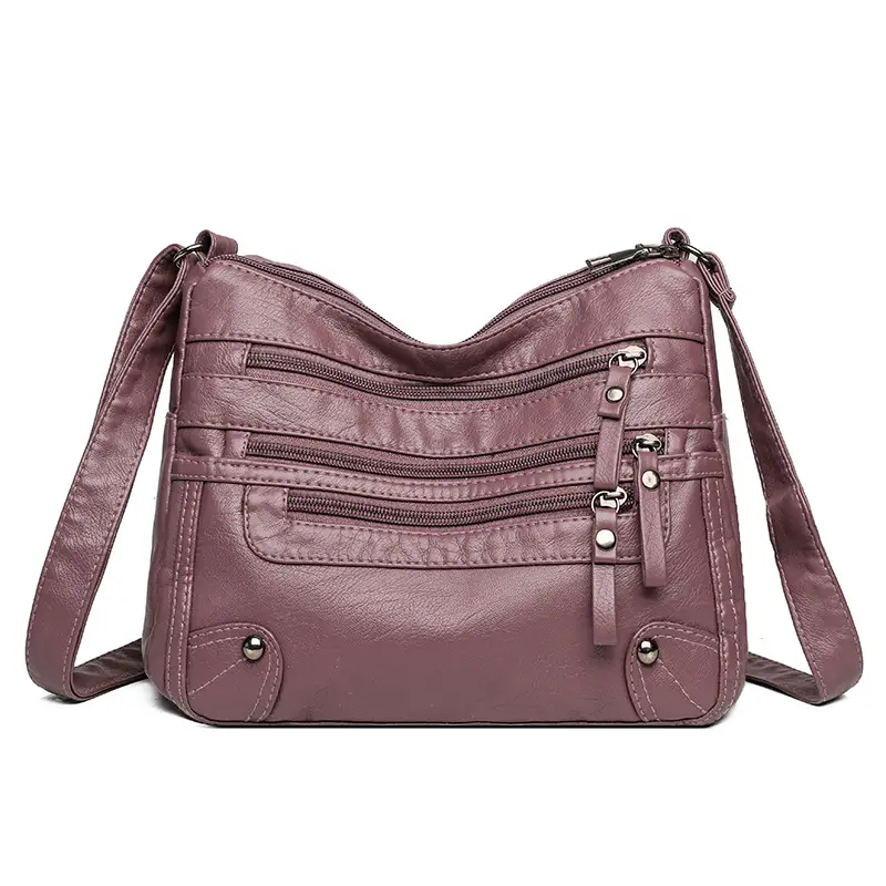 Black Leather Shoulder Crossbody Bag for Women