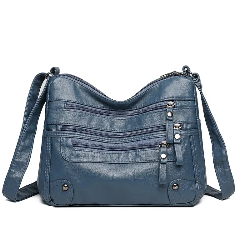 Black Leather Shoulder Crossbody Bag for Women
