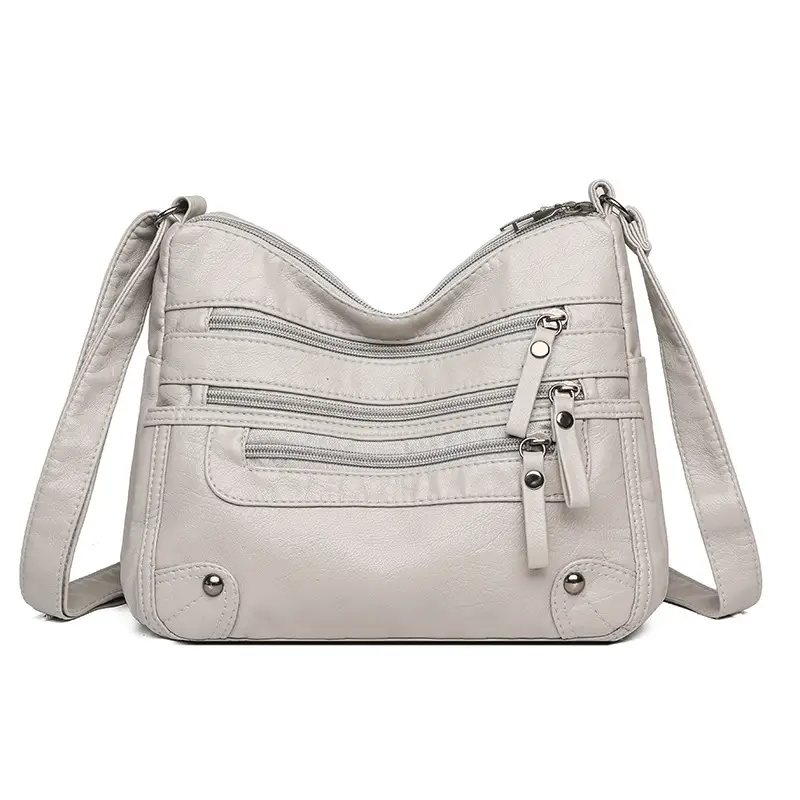 Black Leather Shoulder Crossbody Bag for Women