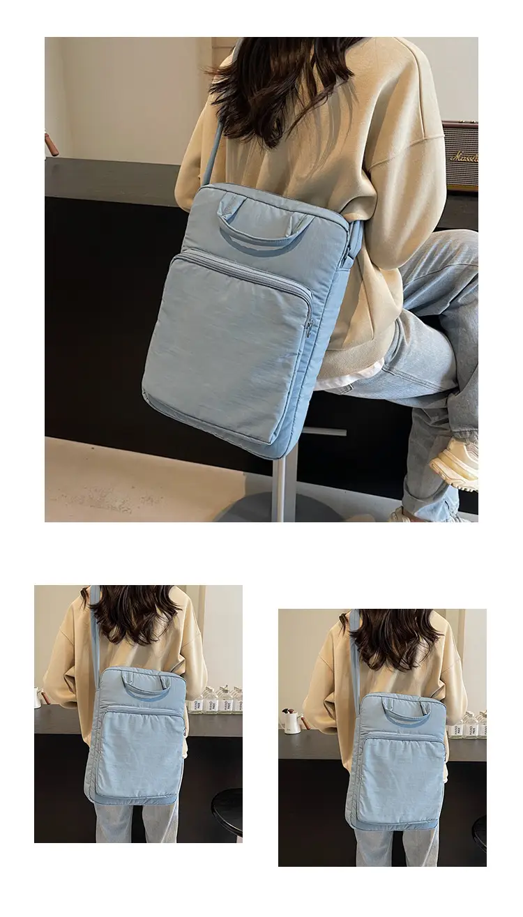 Light Blue Laptop Handbag Single Shoulder Crossbody — feature 12