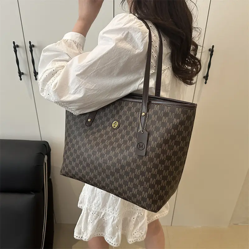 Large Capacity Retro Print Commuter Tote Bag White - Image 7