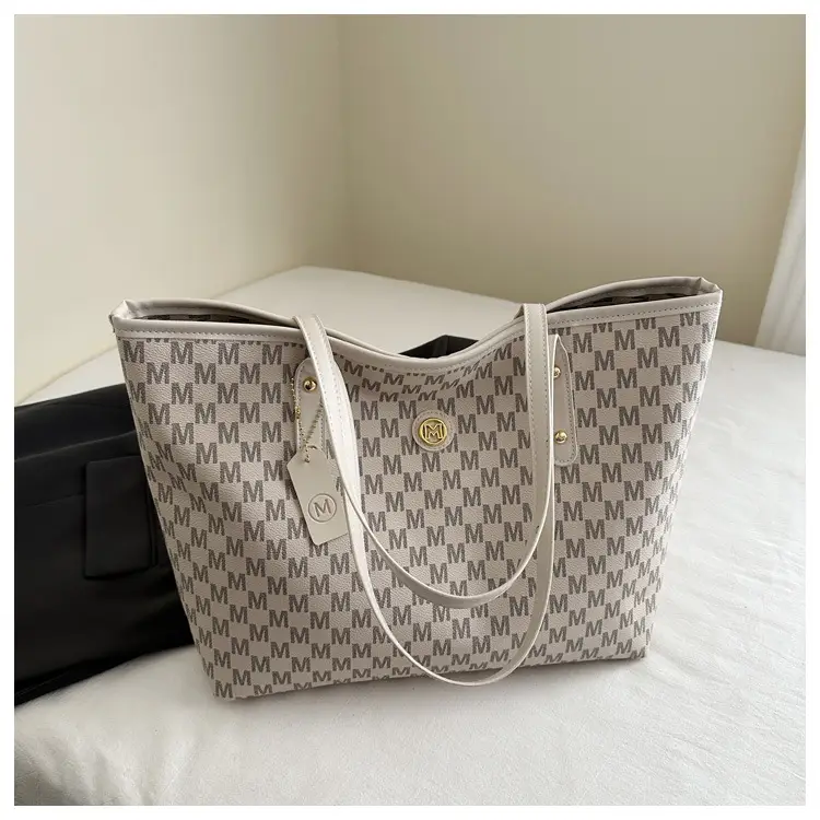 Large Capacity Retro Print Commuter Tote Bag White — feature 25