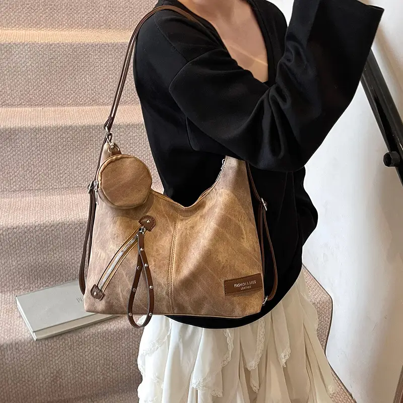Korean Style Shoulder Crossbody Bag Gold Leather 2025 - Image 5