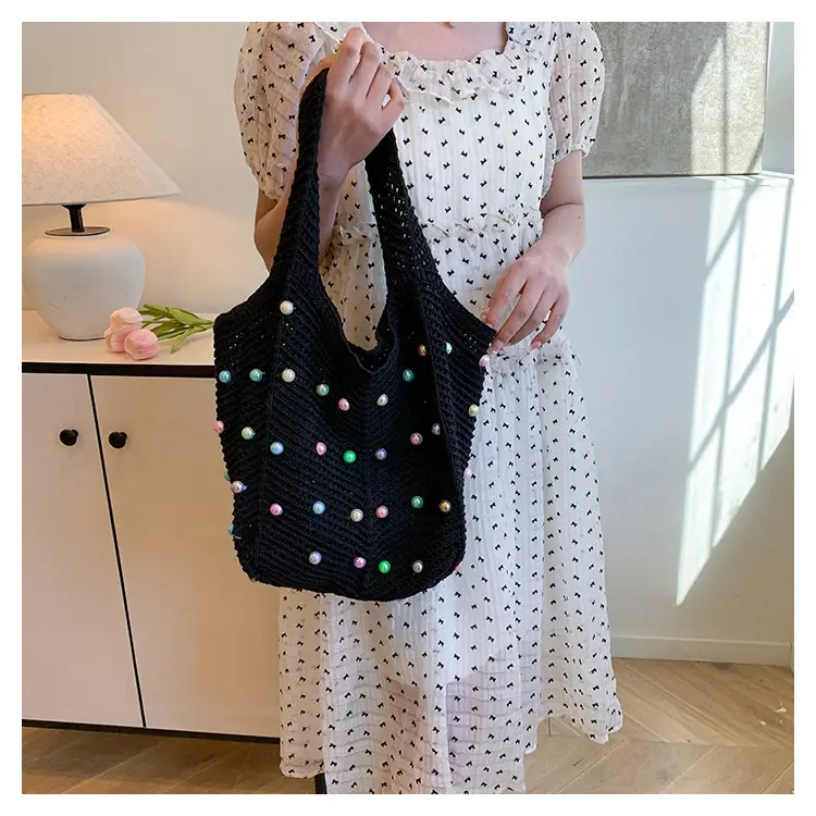 Hollow Knit Shoulder Bag for Women Summer Beach Vacation — feature 22