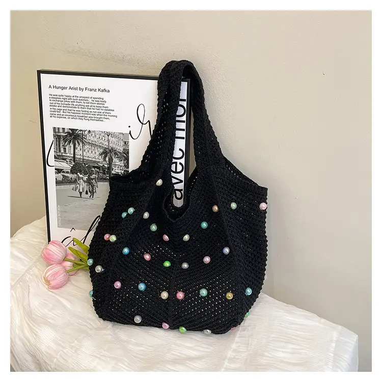 Hollow Knit Shoulder Bag for Women Summer Beach Vacation — feature 36