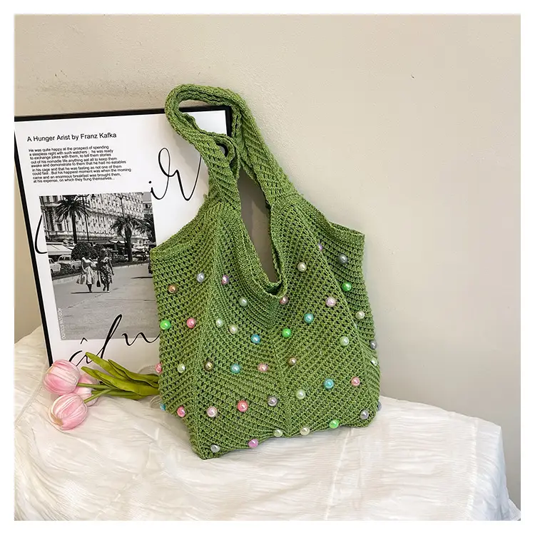 Hollow Knit Shoulder Bag for Women Summer Beach Vacation — feature 38