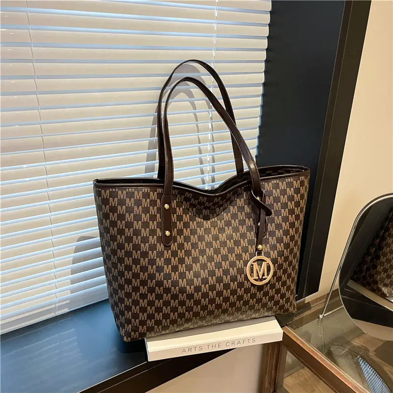 Women Cross-Brand Houndstooth Tote Bag Large Capacity - Image 2