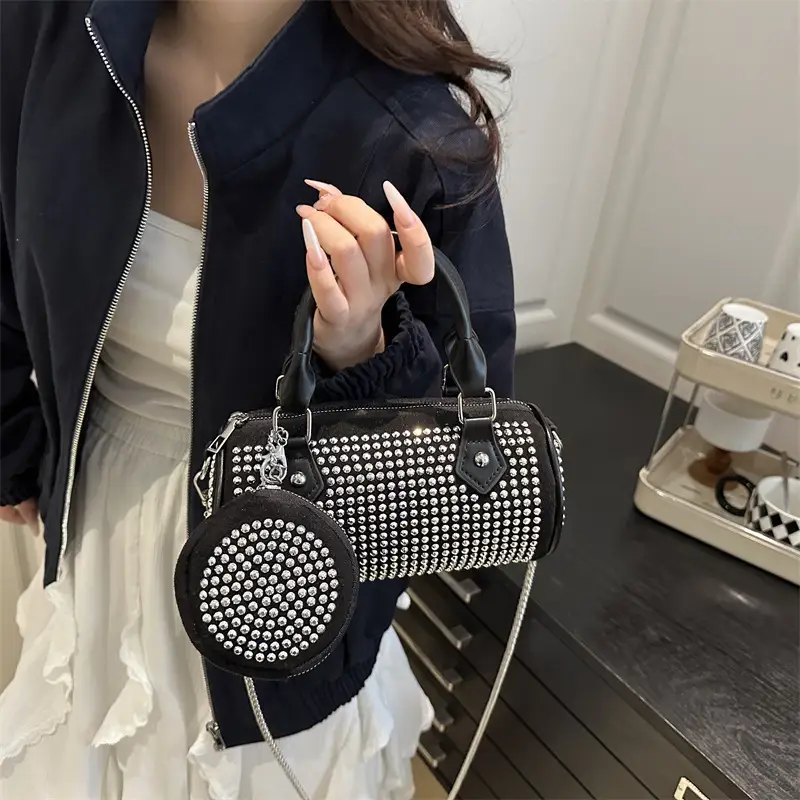 Black Diamond Chain Crossbody Bag for Women - Image 2