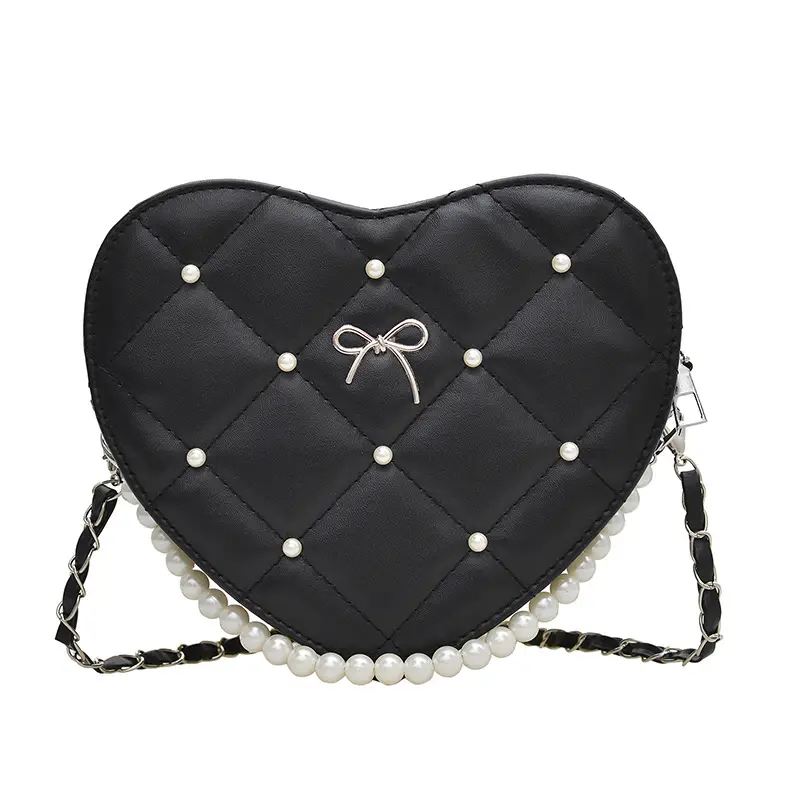 Red Heart Bow Pearl Chain Mini Shoulder Bag - Image 10